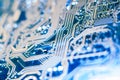 A blue circuit board close up Royalty Free Stock Photo