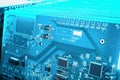 Blue circuit board closeup Royalty Free Stock Photo