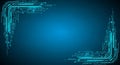 Blue circuit board corners on dark blue background Royalty Free Stock Photo
