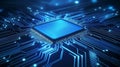 Blue circuit board with integrated chip for modern electronics detailed blue circuit board showcases advanced electronic Royalty Free Stock Photo