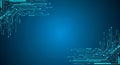Blue Circuit Board Pattern on Dark Blue Background Royalty Free Stock Photo
