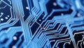 Blue circuit board pattern, technology background, digital design Generative AI Royalty Free Stock Photo