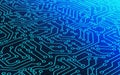 Blue circuit board pattern texture and binary number data code. Royalty Free Stock Photo