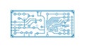 Blue Circuit Board Rectangular Frame Tech Border, vector design Generative AI Royalty Free Stock Photo