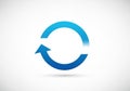 Blue circular arrow icon on a white background, symbolizing Royalty Free Stock Photo