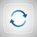 Blue circular arrow icon in a white square with rounded edges. The arrow is styled in a Royalty Free Stock Photo