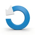 Blue circular arrow with a white triangular section indicating progress or loading Royalty Free Stock Photo