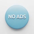 Blue circular button with white text saying NOADS on a white background no ads advertisement Royalty Free Stock Photo