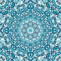 Blue circular floral kaleidoscope pattern