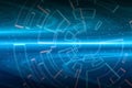 Blue circular glow wave. scifi or game background.