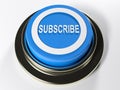 Subscribe blue push button - 3D rendering