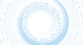 Blue circular spiral lines and dotted lines abstract futuristic tech background