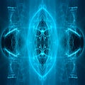 Blue circular wave glow. kaleidoscope lighting effect Royalty Free Stock Photo