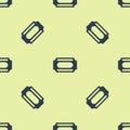 Blue Circus ticket icon isolated seamless pattern on yellow background. Amusement park. Vector Royalty Free Stock Photo