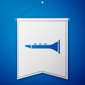 Blue Clarinet icon isolated on blue background. Musical instrument. White pennant template. Vector Royalty Free Stock Photo