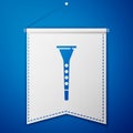 Blue Clarinet icon isolated on blue background. Musical instrument. White pennant template. Vector Royalty Free Stock Photo