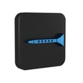 Blue Clarinet icon isolated on transparent background. Musical instrument. Black square button.