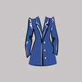 Blue classic blazer, jacket. Part of a basic wardrobe set. Clothing store, fashion. Isolated vector Royalty Free Stock Photo