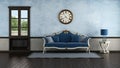 Blue classic sofa in a old room