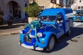 Blue Classic Vintage Car Parade in Tanneron, France Royalty Free Stock Photo