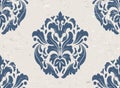 Blue classical luxury damask seamless pattern grunge background Royalty Free Stock Photo