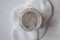 Blue clay in the jar. Wellness spa. Face and skin care.