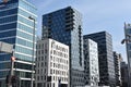 Blue clean glass wall of modern office building Royalty Free Stock Photo