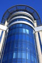 Blue clean glass wall of modern office building Royalty Free Stock Photo