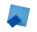 Blue cleaning sponge and rag isolated on a white background Royalty Free Stock Photo