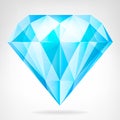 Blue clear diamond side view vector Royalty Free Stock Photo