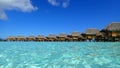 Bora bora and the blue lagoon with cristalline water in the front, french polynesia