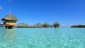 Bora bora and the blue lagoon with cristalline water in the front, french polynesia