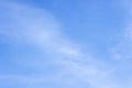 Blue clear spring sky covered with small white clouds. the concept of a peaceful sky over your head Royalty Free Stock Photo