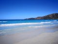 The blue clear water and white sand of a beach in Sardinia Royalty Free Stock Photo