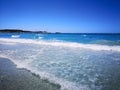 The blue clear water and white sand of a beach in Sardinia Royalty Free Stock Photo