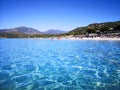 The blue clear water and white sand of a beach in Sardinia Royalty Free Stock Photo