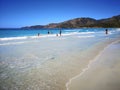 The blue clear water and white sand of a beach in Sardinia Royalty Free Stock Photo