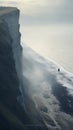 Ethereal White Cliffs Of Dover: Minimalist Figuration In Dark Indigo And Light Beige