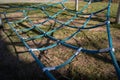 Blue climbing net in the playground