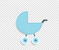 Blue clip art stroller for scrapbook or baby boy shower card Royalty Free Stock Photo