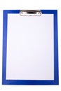 Blue clipboard with blank sheet of paper Royalty Free Stock Photo