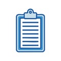 Blue clipboard with checklist or document icon illustration for task management and project planning representation Royalty Free Stock Photo