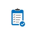 Blue Clipboard icon with check marks in trendy flat design. Clipboard icon. Check mark with clipboard Royalty Free Stock Photo