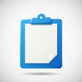 Blue clipboard illustration with a white sheet of paper attached. The design is Royalty Free Stock Photo