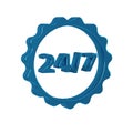 Blue Clock 24 hours icon isolated on transparent background. All day cyclic icon. 24 hours service symbol.