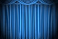 Blue closed the curtain. 3d illustration