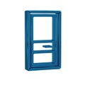 Blue Closed door icon isolated on transparent background.