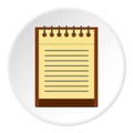 Blue closed spiral notebook icon circle