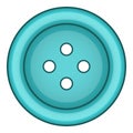 Blue cloth button icon, cartoon style