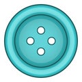 Blue cloth button icon, cartoon style